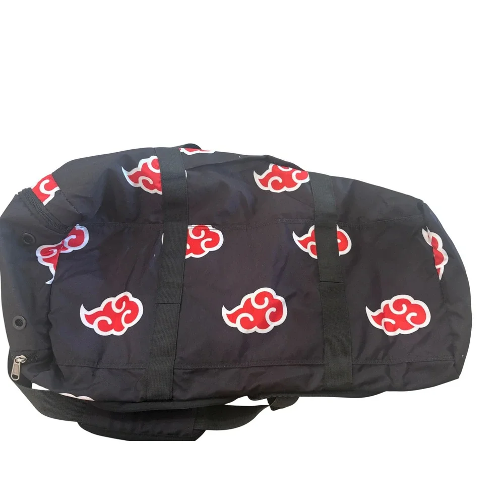 Naruto Akatsuki Anime Foldable Duffel Gym Bag Black Red Clouds 55L Extra Large
